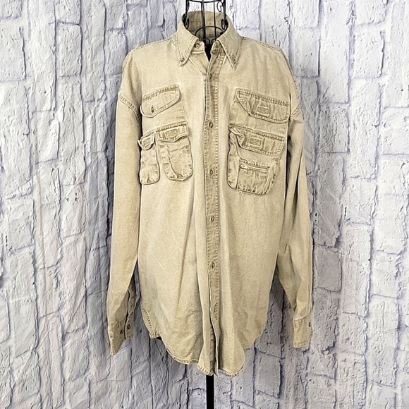 REDHEAD Khaki Outdoor Men's Heavyweight Button-Down‎ Shirt Medium - Picture 1 of 11